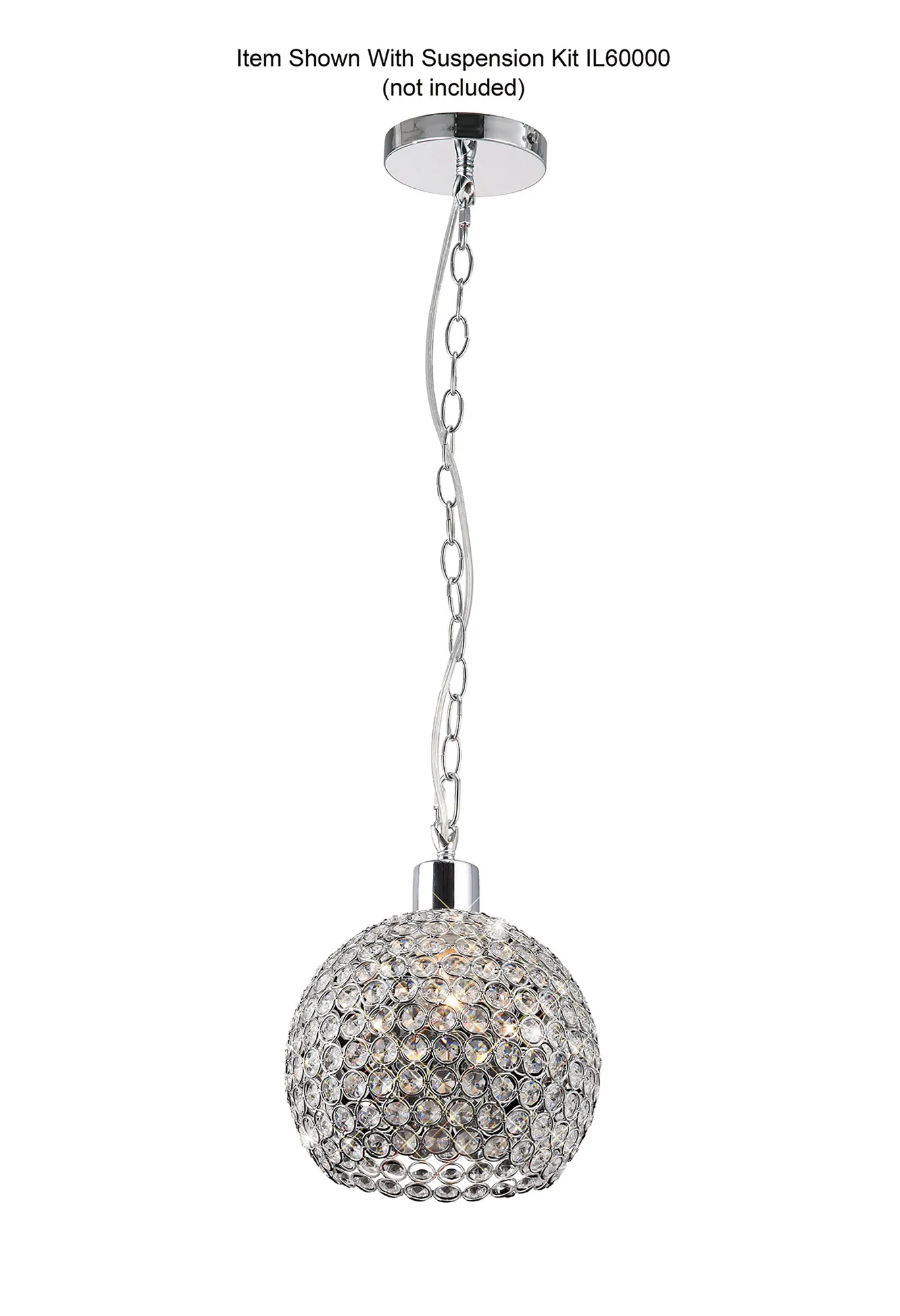 Kudo Crystal Ball Non-Electric SHADE ONLY IL60007  Diyas Kudo Polished Chrome